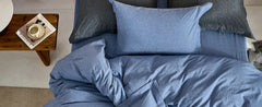 JELLYMONI 100% Washed Cotton 3 Pieces  Duvet Cover - Linen Like Textured Breathable Comforter Cover with Pillow Shams