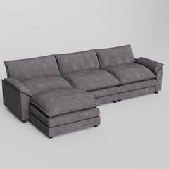 119” Modern L-Shaped Modular Sectional Sofa – Deep Seat Couch with Reversible Ottoman