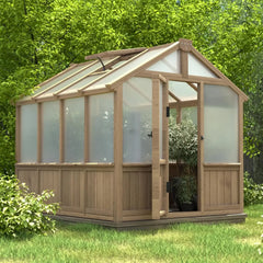 6x12FT Greenhouses for Outdoors,Wooden Greenhouse with Cedar Frame&Adjustable Vent,Green House with 4-Layer Polycarbonate Panel