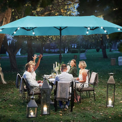 13Ft Large Patio Umbrella With Base Outdoor Double-Sided Market Extra Large Table Umbrella Outdoor Patio Easy Crank for Yard