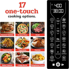 Oven Air Fryer Combo 17 cooking presets 1700W french door digital air fryer oven 24L capacity accessories, convection rack