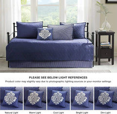 Madison Park Cotton Daybed Cover Set-Double Sided Quilting Classic Cottage Design All Season Bedding With Bedskirt, Matching