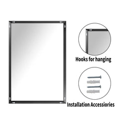 38"x26" Rectangular Bathroom Wall Mirror with Metal Frame, Black
