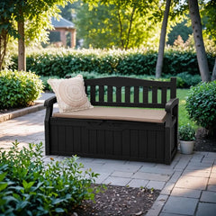 Storage Bench Deck Box Lockable for Patio Furniture,Garden Decor and Outdoor Seating for Cushions, Garden Tool and Pool Supplies