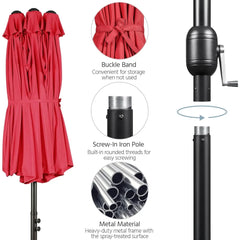 13 ft Large Patio Umbrella with Base Included, Double-Sided Outdoor Market Extra Umbrella with Easy Crank Handle