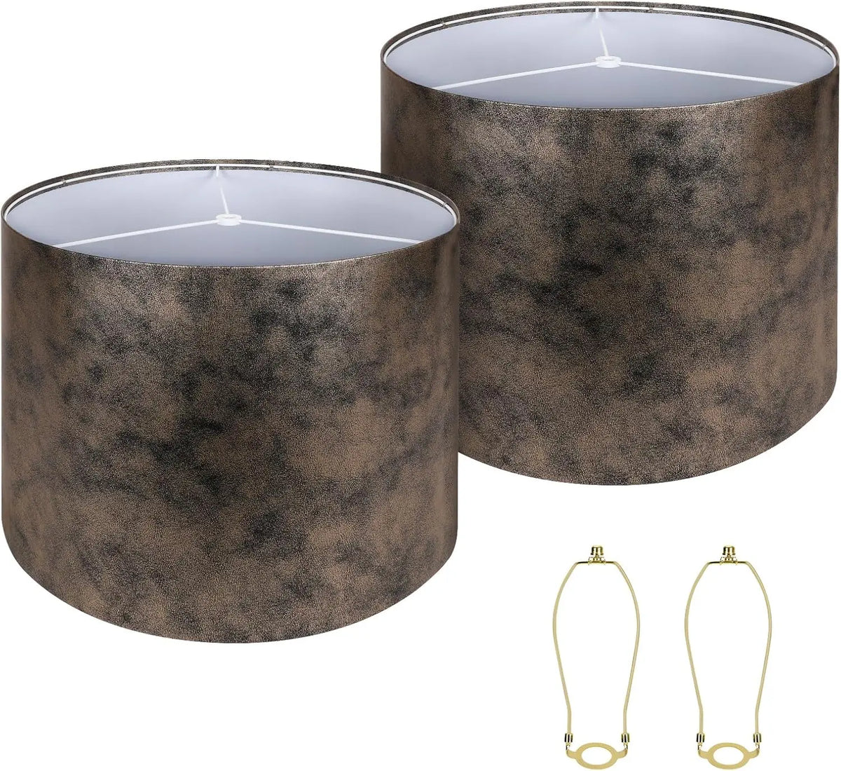 Large Lampshades Set of 2 Drum Lamp Shades 15" Top X 15" Bottom X 12" High, Large Lamp Shade Spider Fitter Brown Lampshades