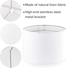 Large Lamp Shade Set of 2 Oatmeal Linen Drum Lampshade 16×16×11IN(Spider) Farmhouse Lampshade for Table Lamp