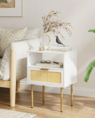 Nightstand with Charging Station, 2 Drawer Dresser for Bedroom, Small Bedside Table