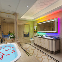Large Bathroom LED Vanity Mirror RGB Color Changing Backlit Bathroom Mirror Shatterproof Dimmable Anti-Fog led Mirror