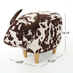 Velvet Cow-Shaped Ottoman – Cute Footstool with Cushioned Seat for Playroom & Porch