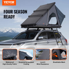 SucceBuy Rooftop Tent Hard Shell Roof Top with Telescopic Ladder Thick Mattress Waterproof Windproof Jeep SUV Van Pickup Truck