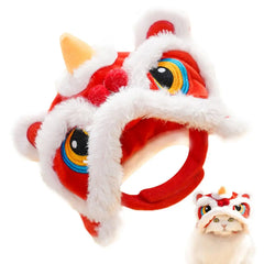Dance Lion Hats For Cats Cute Plush Pet Hat Chinese New Year Costume Soft Warm Clothes Pets Daily Cat Dog Dress Up Supplies