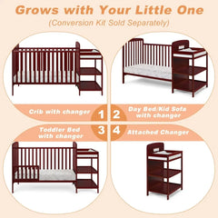 3-In-1 Convertible Crib, Baby Bed, Converts from Baby Crib to Toddler Bed, Fits Standard Full-Size Crib Mattress