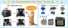 Cat Carrier with Litter Box Medium Large Cat Collapsible Soft Sided Pet Carrier for Car Travel with Lockable Safety Zippers