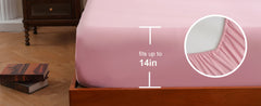 DOWNCOOL 7 Pieces King Size Comforter Set, Pink Pintuck Bed in A Bag, Pinch Pleat King Size Bed Set,All Season Bedding Sets with