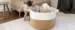 XXXLarge Jute Rope Basket 21.7" x 21.7" x 13.8" Woven Baby Laundry Basket for Blankets Toys