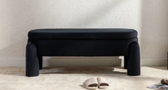 Modern Storage Bench, 44.7 Inch Upholstered Ottoman Bench Sherpa Fabric End of Bed Stool, Cute Entryway Bench for Living Room