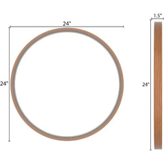 Round Mirror with Wood Frame 24 Inch Circle Wall Mirror for Bathroom Round Wall Mirror for Wall Decor, Vanity,