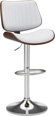 Swivel Bar Stools Set of 4, Adjustable Bentwood Barstools for Kitchen Counter, Modern PU Leather Upholstered Bar Chair