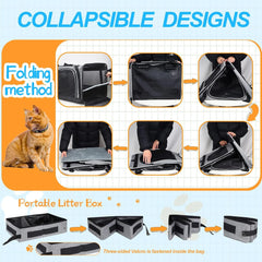 Cat Carrier with Litter Box Medium Large Cat Collapsible Soft Sided Pet Carrier for Car Travel with Lockable Safety Zippers