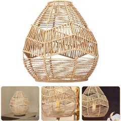 1Pc Woven Rattan Pendant Lamp Chandelier Cover Hemp Rope Lampshade Wicker Pendant Light Shade for Livingroom