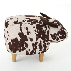 Velvet Cow-Shaped Ottoman – Cute Footstool with Cushioned Seat for Playroom & Porch