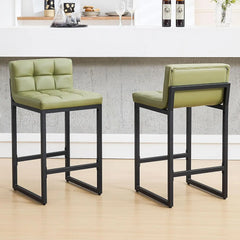 Counter Height Bar Stools Set of 4, Modern Counter Stools with Back and Thickened Metal Legs, Armless Bar Chairs for Kitchen