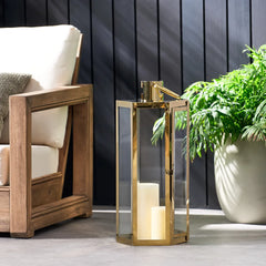 Nordic Gold Candle Holder Metal Large WindProof Wind Lamp Wedding Centerpieces Candlestick Crystal Candelabra Candle Lantern