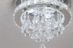 Crystal Chandelier Chrome Ceiling Lamps Led Flush Mount Stainless Steel Fixture Aisle Light Lustre Dining Room Living Room Decor