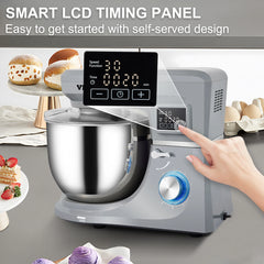 SucceBuy 5 IN 1 Stand Mixer Tilt-Head Multifunctional Electric w/ 6 Speeds LCD Screen Timing 7.4 Qt Stainless Bowl Dough Hook