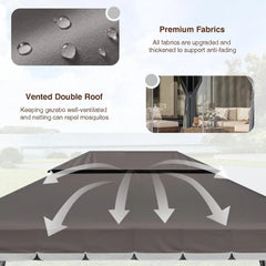 10x13 Outdoor Gazebo for Patio, Gazebo Canopy Tent with Mosquito Netting & Curtains, Party Tent Shelter with Waterproof Sunshade