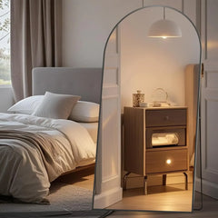 Arched Full Length Mirror, 71x32 Oversized Floor Mirror with Stand, Gold Mirror Full Length, Aluminum Full Body Dressing Mirror