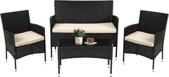 Patio Furniture Set 4 Pieces Outdoor Rattan Chair Wicker Sofa Garden Conversation Bistro Sets for Yard, Pool, or Backyard Use