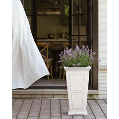 Tall Plastic Planter - Large Outdoor Planter for Front Porch | Crack Resistant All-Weather Use | Classic Estate Design