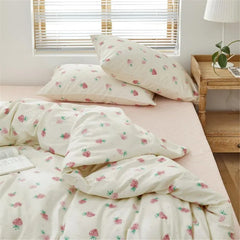 Cute Strawberry Duvet Cover Queen Teen Girls Bedding Set Kawaii Bedroom Decor Cotton Quilt Cover