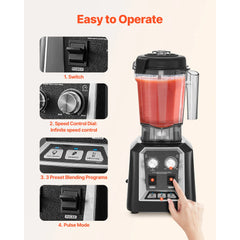 SucceBuy Blender for Smoothies 68oz1400W Blender w/ Powerful Motor Multi-Functional Food Processing Blender w/ Grinder Container