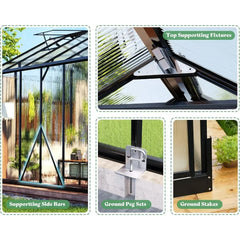 Greenhouse with Quick-Connect Fittings, Walk-in Greenhouse with 2 Swing Doors, Greenhouses for Outdoors for Garden Backyard
