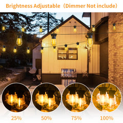 15M LED String Light Shatterproof Led Festoon Garland Retro Patio Light Outdoor Light Decoration For Garden Wedding Holiday