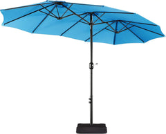 13 ft Large Patio Umbrella with Base Included, Double-Sided Outdoor Market Extra Umbrella with Easy Crank Handle