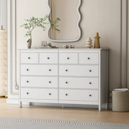 10 Drawer Dresser, 55" Modern White Dressers and Chests of Drawers,Dressers for Bedroom