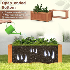 Outdoor Bench  Wood Raised Garden Bed with Open Base, Weather-Resistant Deep Planter Boxes for Flowers Fruit Vegetable