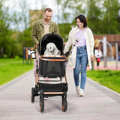 2in1 Dog Buggy Stroller Dog Box Can Be Attached in Car, Transport Foldable Cat Pet Stroller, 360° High Wheels, Max. load 25 kg