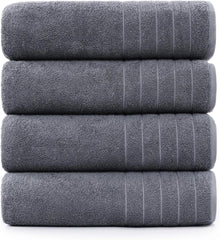 100% Cotton 30x60 4 Pk Bath Towels Set for Bathroom, Extra Large Ringspun Soft and Absorbent
