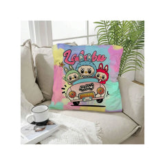 Funny Labubu Throw Pillow Cover, The Monsters Decorative Square Pillowcase Throw Cushion Case for Bedroom,Living Room,18x18 Inch