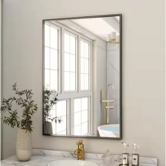 Rectangle Wall Mirror,Aluminum Frame Vanity Mirror for Entryway, Living Room, Bedroom Bathroom, Hangs Horizontally or Vertically