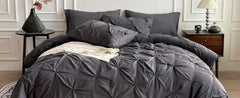 Maple&Stone California King Comforter Set, 7 Pieces Cal King Bed Set, Pinch Pleat Bed in a Bag Bedding Set with Comforter, Sheet