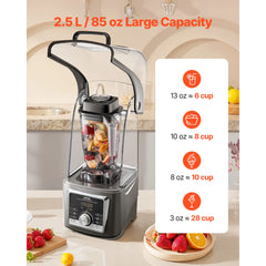Succebuy 1400W Blender for Smoothies Multi-Functional Food Processing Blender&Noise Cover for Kitchen