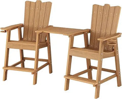 Tall Adirondack Chairs Set of 2, HDPS Patio Adirondack Chairs, Tall Balcony Chair with Connecting Tray, Bar Height Chairs with C