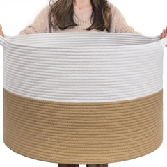 XXXLarge Jute Rope Basket 21.7" x 21.7" x 13.8" Woven Baby Laundry Basket for Blankets Toys
