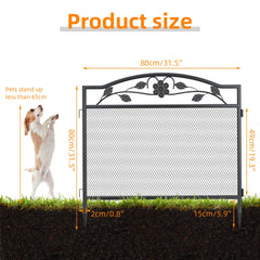5 Panel Decorative Garden Entry Path Fence Black Metal Garden Dog Animal Barrier Border Outdoor